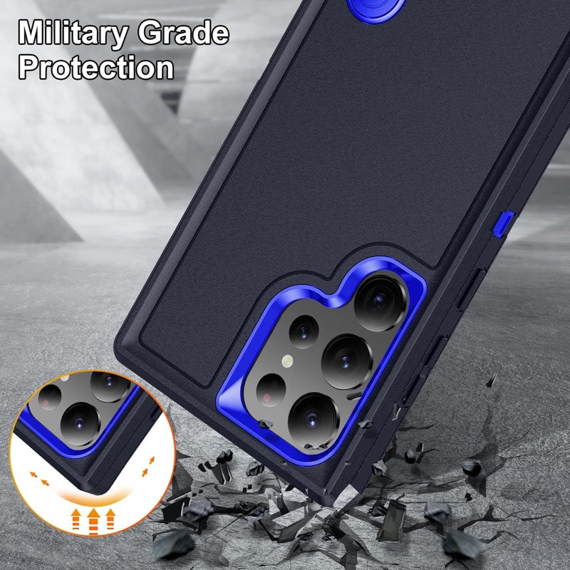 Fucozan for Samsung Galaxy S23 Ultra Case with Kickstand Case 3-Layer Military Grade Protective Case Cover Silicone Heavy Duty Rugged Shockproof for Galaxy S23 Ultra Phone Case (Navy+Blue) - Image 4
